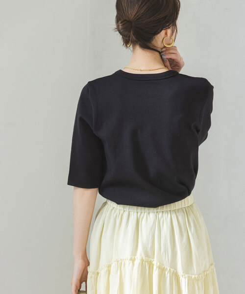 Noble（ノーブル）の「《追加》スビンコットン5分袖Tシャツ（Tシャツ/カットソー・レディース・ブラック/ピンク系その他/ホワイト/ブラウン・FREE）」の5枚目の写真