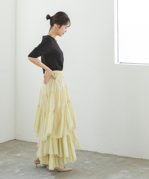 Noble（ノーブル）の「《追加》スビンコットン5分袖Tシャツ（Tシャツ/カットソー・レディース・ブラック/ピンク系その他/ホワイト/ブラウン・FREE）」の7枚目の写真