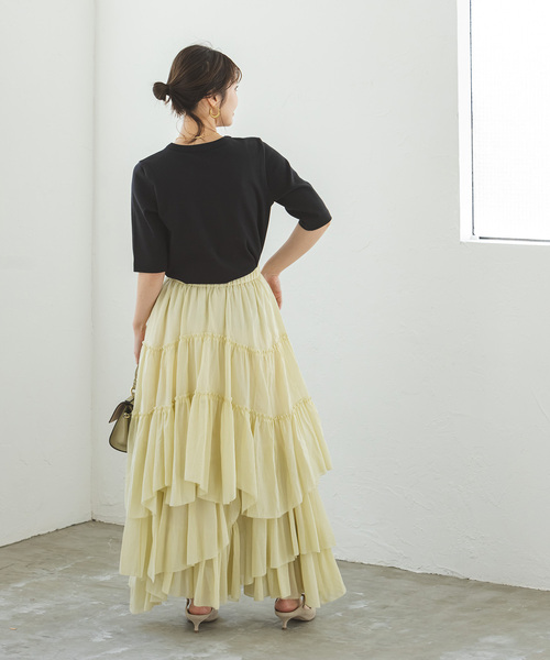 Noble（ノーブル）の「《追加》スビンコットン5分袖Tシャツ（Tシャツ/カットソー・レディース・ブラック/ピンク系その他/ホワイト/ブラウン・FREE）」の8枚目の写真