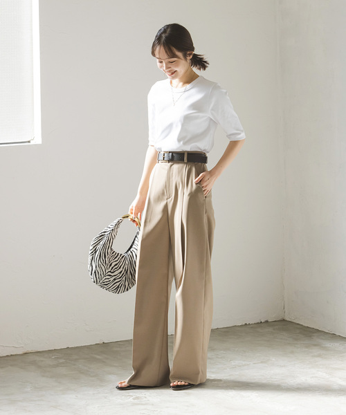 Noble（ノーブル）の「《追加》スビンコットン5分袖Tシャツ（Tシャツ/カットソー・レディース・ブラック/ピンク系その他/ホワイト/ブラウン・FREE）」の12枚目の写真