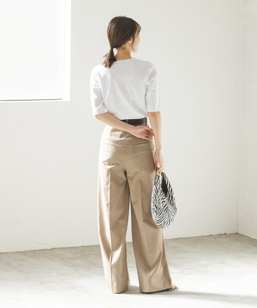 Noble（ノーブル）の「《追加》スビンコットン5分袖Tシャツ（Tシャツ/カットソー・レディース・ブラック/ピンク系その他/ホワイト/ブラウン・FREE）」の14枚目の写真