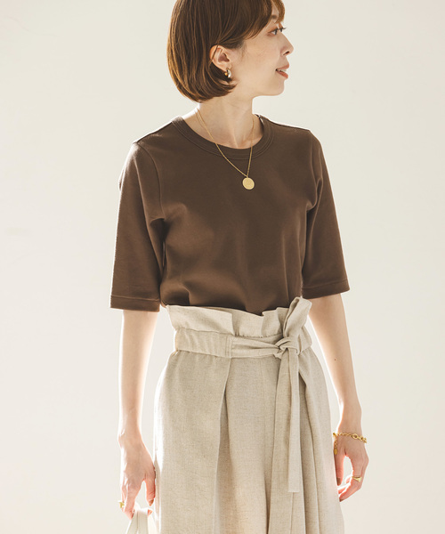 Noble（ノーブル）の「《追加》スビンコットン5分袖Tシャツ（Tシャツ/カットソー・レディース・ブラック/ピンク系その他/ホワイト/ブラウン・FREE）」の15枚目の写真