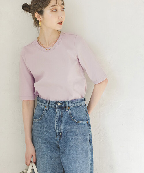 Noble（ノーブル）の「《追加》スビンコットン5分袖Tシャツ（Tシャツ/カットソー・レディース・ブラック/ピンク系その他/ホワイト/ブラウン・FREE）」の21枚目の写真