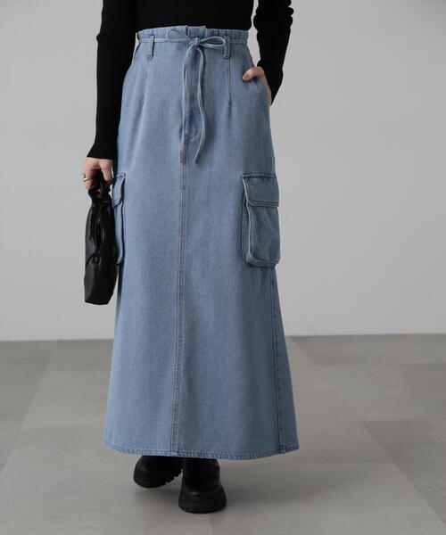 FREE'S MART（フリーズマート）の「[低身長サイズ/Sシリーズ]カーゴデニムナロースカート（デニムスカート・レディース・ライトインディゴブルー/ブラック系その他・SMALL/X-SMALL/MEDIUM）」の11枚目の写真