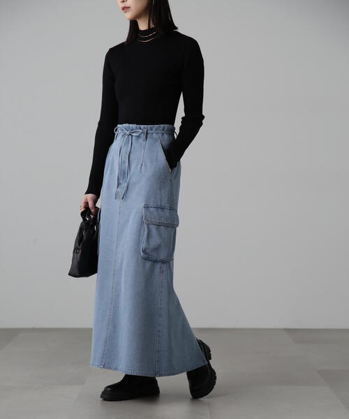 FREE'S MART（フリーズマート）の「[低身長サイズ/Sシリーズ]カーゴデニムナロースカート（デニムスカート・レディース・ライトインディゴブルー/ブラック系その他・SMALL/X-SMALL/MEDIUM）」の16枚目の写真