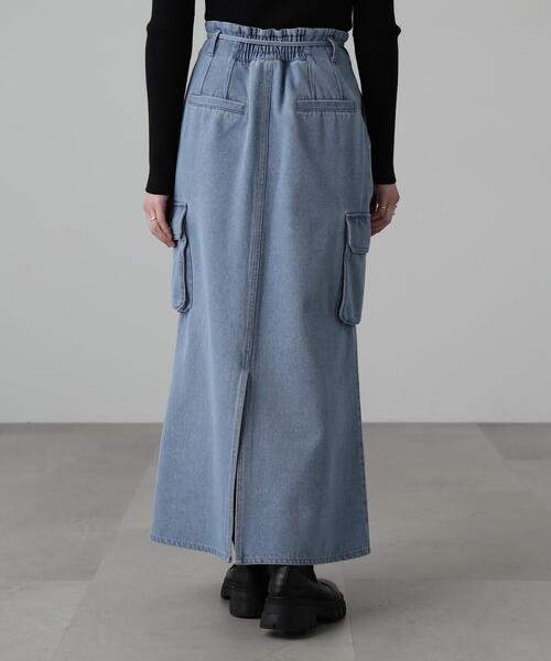 FREE'S MART（フリーズマート）の「[低身長サイズ/Sシリーズ]カーゴデニムナロースカート（デニムスカート・レディース・ライトインディゴブルー/ブラック系その他・SMALL/X-SMALL/MEDIUM）」の20枚目の写真