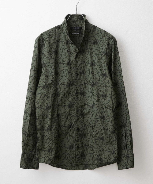 MICHEL KLEIN HOMME (ミッシェルクランオム)の「《日本製》ボタニカル柄刺繍シャツ(シャツ/ブラウス・メンズ・ホワイト/ブラック/カーキ/ブルー・MEDIUM/LARGE/X-LARGE)」の3枚目の写真