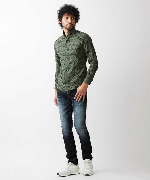 MICHEL KLEIN HOMME (ミッシェルクランオム)の「《日本製》ボタニカル柄刺繍シャツ(シャツ/ブラウス・メンズ・ホワイト/ブラック/カーキ/ブルー・MEDIUM/LARGE/X-LARGE)」の6枚目の写真