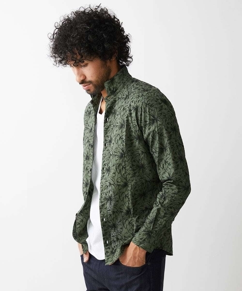MICHEL KLEIN HOMME (ミッシェルクランオム)の「《日本製》ボタニカル柄刺繍シャツ(シャツ/ブラウス・メンズ・ホワイト/ブラック/カーキ/ブルー・MEDIUM/LARGE/X-LARGE)」の7枚目の写真