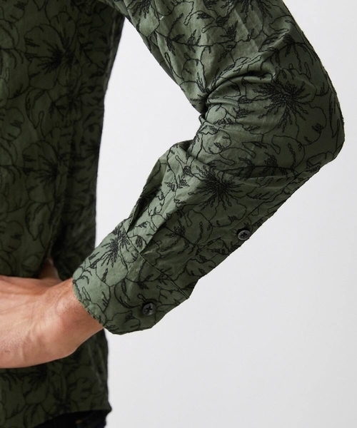 MICHEL KLEIN HOMME (ミッシェルクランオム)の「《日本製》ボタニカル柄刺繍シャツ(シャツ/ブラウス・メンズ・ホワイト/ブラック/カーキ/ブルー・MEDIUM/LARGE/X-LARGE)」の11枚目の写真