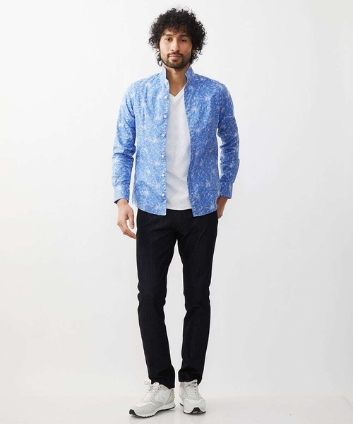 MICHEL KLEIN HOMME (ミッシェルクランオム)の「《日本製》ボタニカル柄刺繍シャツ(シャツ/ブラウス・メンズ・ホワイト/ブラック/カーキ/ブルー・MEDIUM/LARGE/X-LARGE)」の15枚目の写真