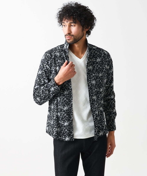 MICHEL KLEIN HOMME (ミッシェルクランオム)の「《日本製》ボタニカル柄刺繍シャツ(シャツ/ブラウス・メンズ・ホワイト/ブラック/カーキ/ブルー・MEDIUM/LARGE/X-LARGE)」の22枚目の写真