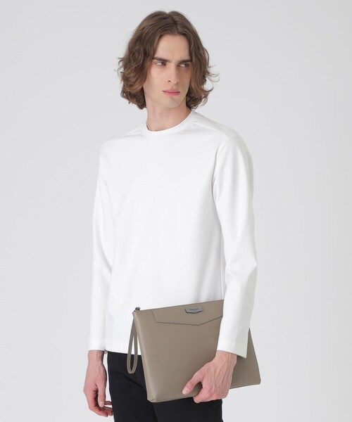 BLACK LABEL CRESTBRIDGE（ブラックレーベル・クレストブリッジ）の「エンボスシュリンクレザークラッチバッグ（クラッチバッグ・メンズ・ベージュ系その他2/ブラック・FREE）」の15枚目の写真