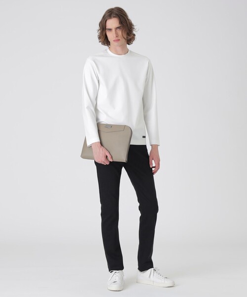 BLACK LABEL CRESTBRIDGE（ブラックレーベル・クレストブリッジ）の「エンボスシュリンクレザークラッチバッグ（クラッチバッグ・メンズ・ベージュ系その他2/ブラック・FREE）」の4枚目の写真