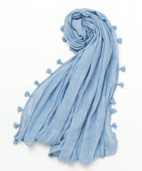 チャイハネ（チャイハネ）の「【チャイハネ】ルローラタッセルストール（ストール/ショール・レディース・ブルー/ナチュラル/ブラック・FREE）」の3枚目の写真