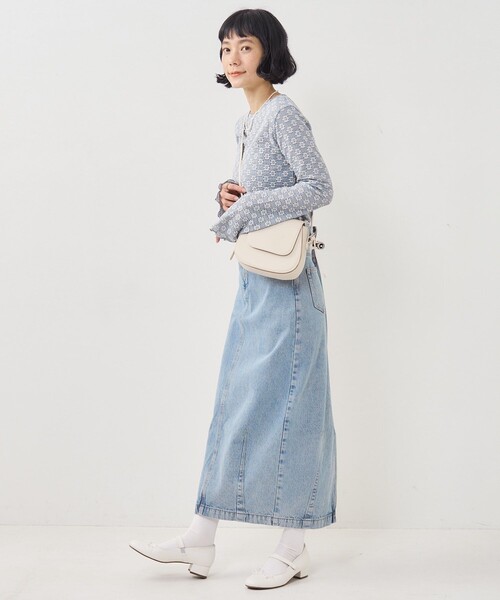 FREAK'S STORE（フリークスストア）の「フラワーストレッチ ロンT（Tシャツ/カットソー・レディース・チャコール/ブラック/サックスブルー/オフホワイト/ナチュラル・ﾌﾘ-）」の7枚目の写真