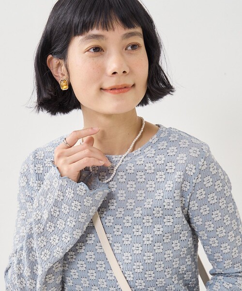 FREAK'S STORE（フリークスストア）の「フラワーストレッチ ロンT（Tシャツ/カットソー・レディース・チャコール/ブラック/サックスブルー/オフホワイト/ナチュラル・ﾌﾘ-）」の11枚目の写真