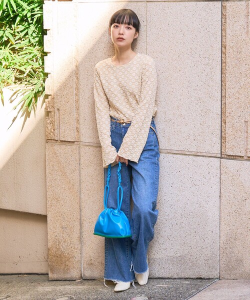 FREAK'S STORE（フリークスストア）の「フラワーストレッチ ロンT（Tシャツ/カットソー・レディース・チャコール/ブラック/サックスブルー/オフホワイト/ナチュラル・ﾌﾘ-）」の14枚目の写真