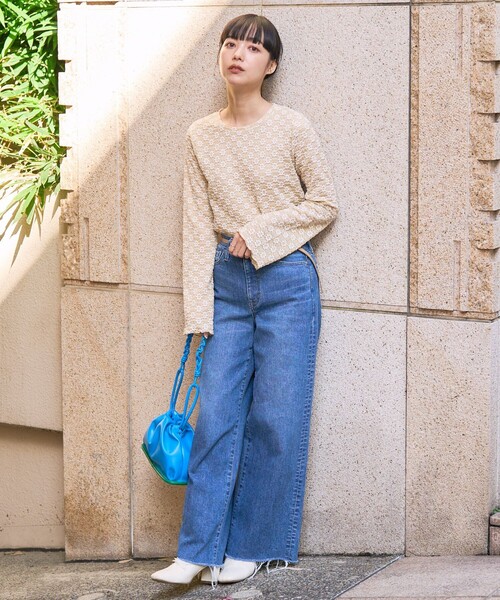 FREAK'S STORE（フリークスストア）の「フラワーストレッチ ロンT（Tシャツ/カットソー・レディース・チャコール/ブラック/サックスブルー/オフホワイト/ナチュラル・ﾌﾘ-）」の15枚目の写真