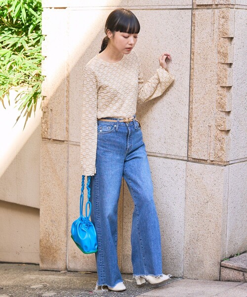 FREAK'S STORE（フリークスストア）の「フラワーストレッチ ロンT（Tシャツ/カットソー・レディース・チャコール/ブラック/サックスブルー/オフホワイト/ナチュラル・ﾌﾘ-）」の16枚目の写真