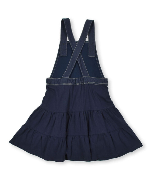 Noeil aime BeBe(ノイユエイムベベ)の「カラーデニム天竺ティアードジャンパースカート(80~130cm)(ワンピース・キッズ・グリーン/ネイビー・120cm/130cm/100cm/110cm/90cm)」の9枚目の写真