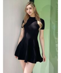 GYDA | ボトルネックハーフスリーブニットフレアワンピース(ワンピース)