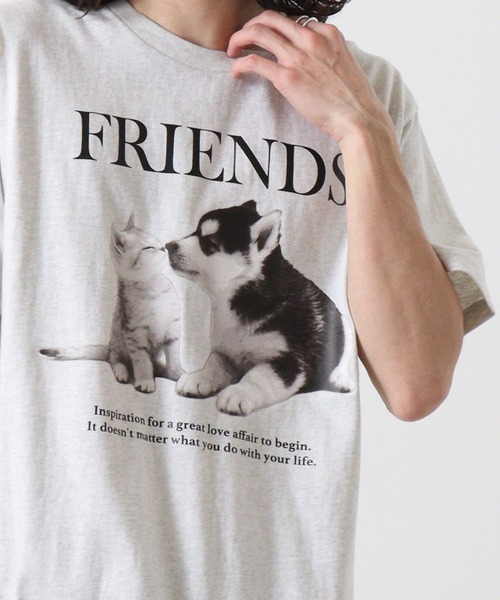 spiritoso(スピリトーゾ)の「spiritoso FRIENDS シートプリントTシャツ 半袖(Tシャツ/カットソー・メンズ・ホワイト/ホワイト系その他/オートミール/ブラック・L/M)」の4枚目の写真