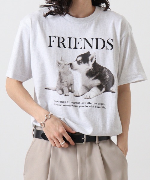spiritoso(スピリトーゾ)の「spiritoso FRIENDS シートプリントTシャツ 半袖(Tシャツ/カットソー・メンズ・ホワイト/ホワイト系その他/オートミール/ブラック・L/M)」の3枚目の写真