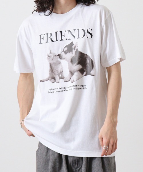spiritoso(スピリトーゾ)の「spiritoso FRIENDS シートプリントTシャツ 半袖(Tシャツ/カットソー・メンズ・ホワイト/ホワイト系その他/オートミール/ブラック・L/M)」の2枚目の写真