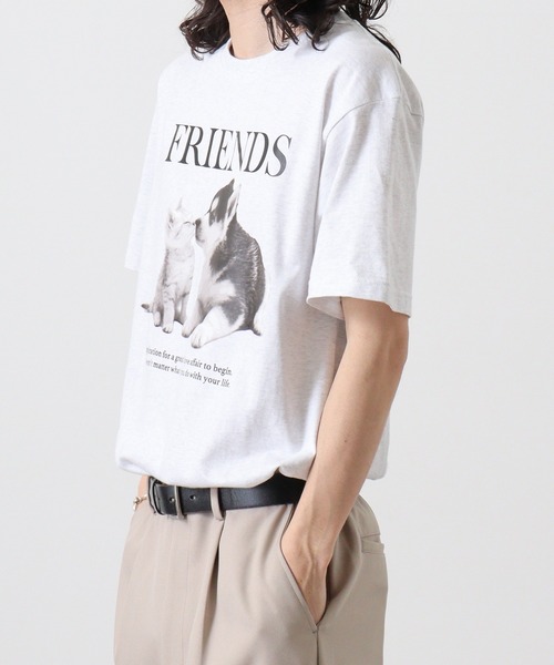 spiritoso(スピリトーゾ)の「spiritoso FRIENDS シートプリントTシャツ 半袖(Tシャツ/カットソー・メンズ・ホワイト/ホワイト系その他/オートミール/ブラック・L/M)」の15枚目の写真