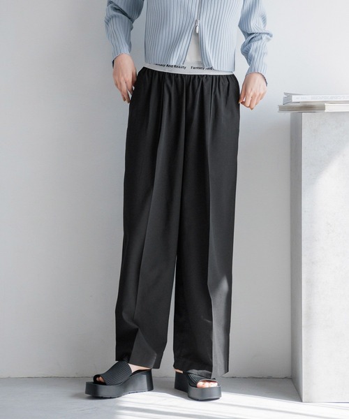 LOWRYS FARM（ローリーズファーム）の「ウエストロゴワイドパンツ  106316（スラックス・レディース・ブラック/ネイビー/グレー・FREE）」の2枚目の写真