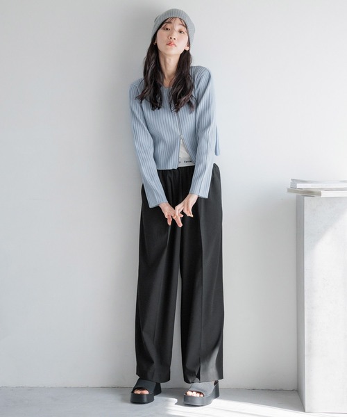 LOWRYS FARM（ローリーズファーム）の「ウエストロゴワイドパンツ  106316（スラックス・レディース・ブラック/ネイビー/グレー・FREE）」の16枚目の写真