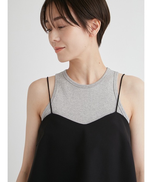 美品　emmi ウォッシャブルフレアビスチェ　ブラック emmi（エミ）の「ウォッシャブルフレアビスチェ（キャミソール