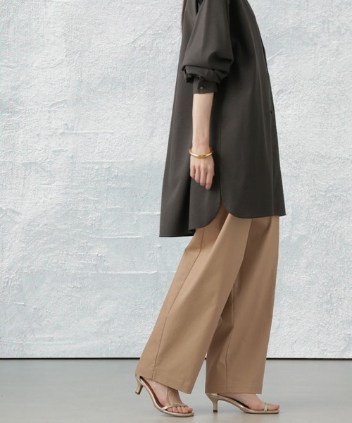 Apo(s)ture(アポスチャー)の「ARIA-014/デニムストレッチ3タックワイドパンツ(デニムパンツ・レディース・ベージュ/ネイビー/ブラック/ブルー・L/XL/XS/S/M)」の2枚目の写真