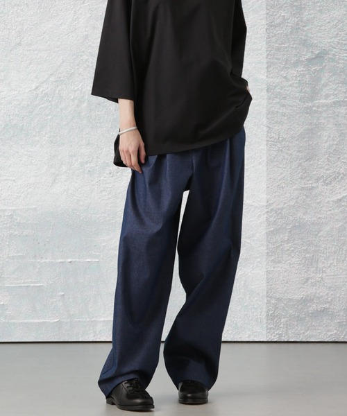 Apo(s)ture(アポスチャー)の「ARIA-014/デニムストレッチ3タックワイドパンツ(デニムパンツ・レディース・ベージュ/ネイビー/ブラック/ブルー・L/XL/XS/S/M)」の19枚目の写真