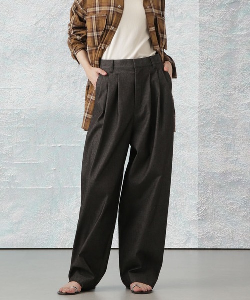 Apo(s)ture(アポスチャー)の「ARIA-014/デニムストレッチ3タックワイドパンツ(デニムパンツ・レディース・ベージュ/ネイビー/ブラック/ブルー・L/XL/XS/S/M)」の5枚目の写真
