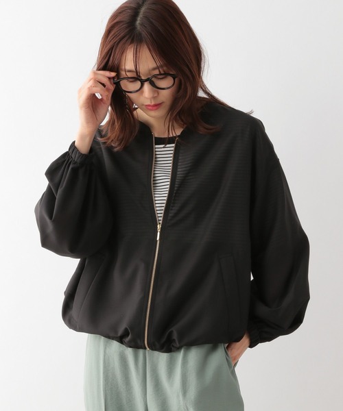 GLOBAL WORK(グローバルワーク)の「シアーブルゾン/986439(ブルゾン・レディース・ブラック/アイボリー・FREE)」の2枚目の写真