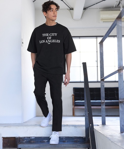 coca（coca）（コカ）の「【WEB限定セール】メンズ ハリ感ダンボールプリントロゴTシャツ（Tシャツ/カットソー・メンズ・ブラック/グレイッシュベージュ・M/L/XL）」の6枚目の写真