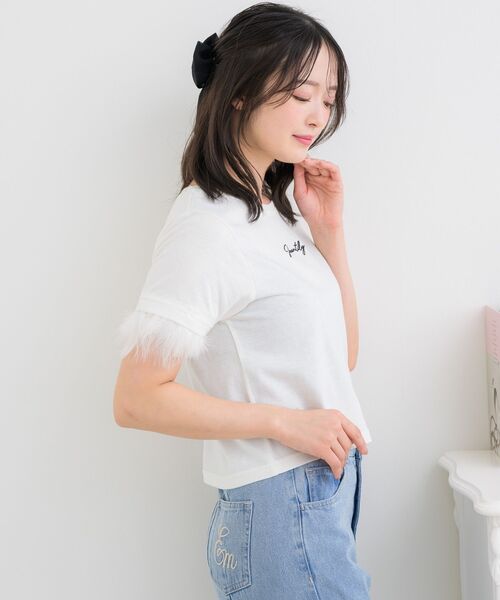 ems excite(エムズエキサイト)の「マラボーロゴTEE(Tシャツ/カットソー・レディース・ピンク/オフホワイト/ブラック・FREE)」の6枚目の写真