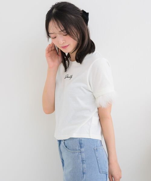 ems excite(エムズエキサイト)の「マラボーロゴTEE(Tシャツ/カットソー・レディース・ピンク/オフホワイト/ブラック・FREE)」の5枚目の写真