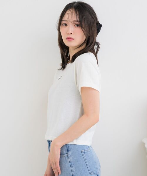 ems excite(エムズエキサイト)の「マラボーロゴTEE(Tシャツ/カットソー・レディース・ピンク/オフホワイト/ブラック・FREE)」の9枚目の写真