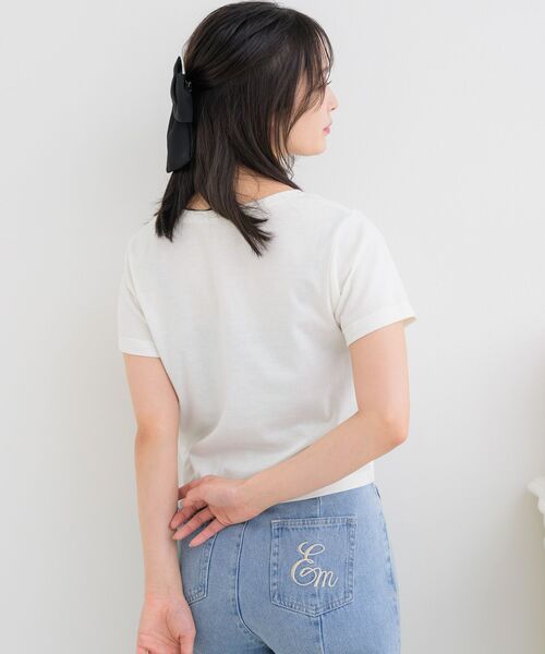 ems excite(エムズエキサイト)の「マラボーロゴTEE(Tシャツ/カットソー・レディース・ピンク/オフホワイト/ブラック・FREE)」の11枚目の写真
