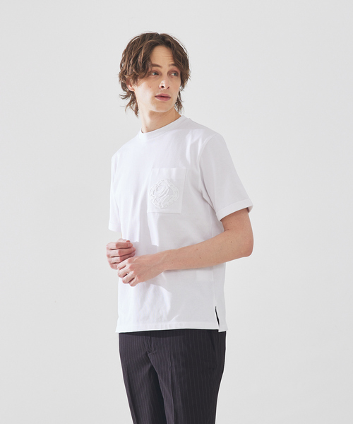 DESIGNWORKS（デザインワークス）の「DWエンブロイダリーTシャツ（Tシャツ/カットソー・メンズ・ホワイト/ブラック・46/48/50）」の2枚目の写真