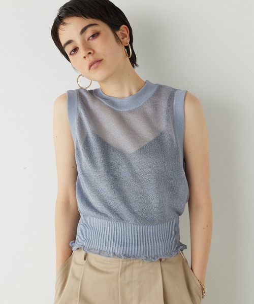 THE PAUSE(ザ ポーズ)の「【THE PAUSE】シャイニーシアーノースリーブプルオーバー(ニット/セーター・レディース・ライトベージュ/ブラック/ブルー・FREE)」の3枚目の写真