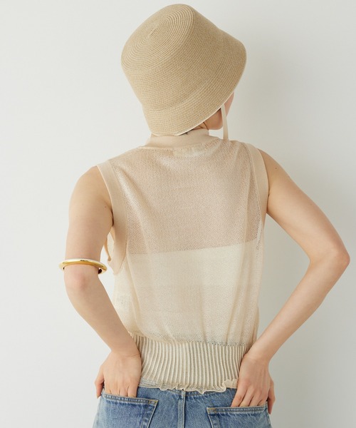 THE PAUSE(ザ ポーズ)の「【THE PAUSE】シャイニーシアーノースリーブプルオーバー(ニット/セーター・レディース・ライトベージュ/ブラック/ブルー・FREE)」の4枚目の写真