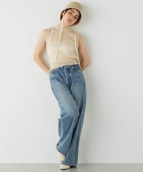 THE PAUSE(ザ ポーズ)の「【THE PAUSE】シャイニーシアーノースリーブプルオーバー(ニット/セーター・レディース・ライトベージュ/ブラック/ブルー・FREE)」の8枚目の写真