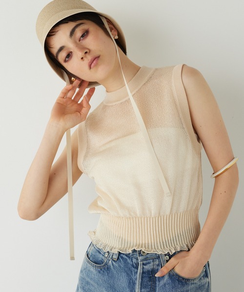 THE PAUSE(ザ ポーズ)の「【THE PAUSE】シャイニーシアーノースリーブプルオーバー(ニット/セーター・レディース・ライトベージュ/ブラック/ブルー・FREE)」の20枚目の写真