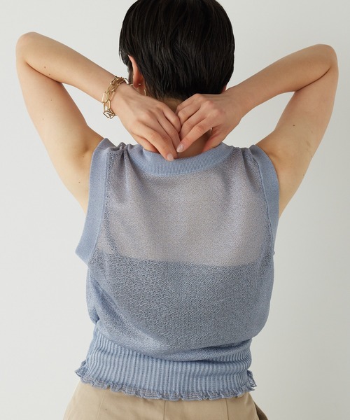 THE PAUSE(ザ ポーズ)の「【THE PAUSE】シャイニーシアーノースリーブプルオーバー(ニット/セーター・レディース・ライトベージュ/ブラック/ブルー・FREE)」の15枚目の写真