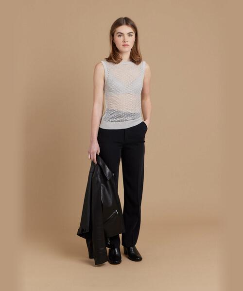 agnes b.(アニエスベー)の「LM67 PULLOVER ノースリーブ プルオーバー(ニット/セーター・レディース・シルバー・1/2/3)」の2枚目の写真