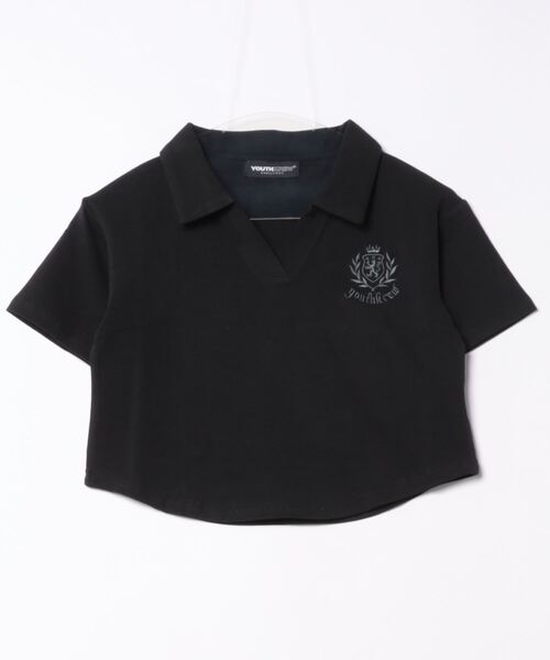 YOUTHKREW(ユースクルー)の「YOUTHKREW/オープンPOLO T 2122431(Tシャツ/カットソー・レディース・ブラック/ホワイト・FREE)」の5枚目の写真